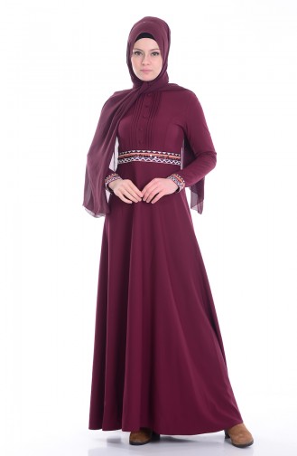 Besticktes Kleid 1002-02 Zwetschge 1002-02