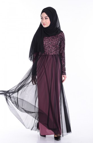 Black Hijab Evening Dress 52665-06