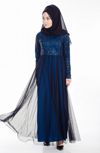 Black Hijab Evening Dress 52665-07