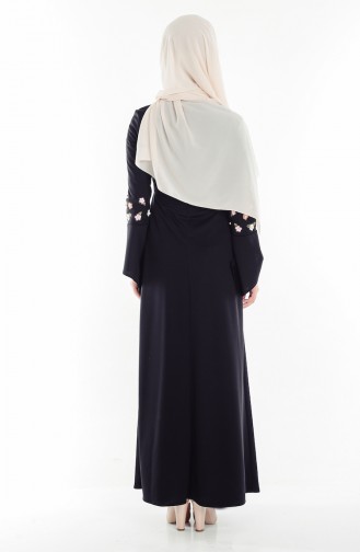 Hijabkleid mit Perlen 8015-05 Schwarz 8015-05