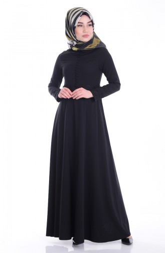 فستان يتميز بتفاصيل من الدانتيل 1001-01 لون اسود 1001-01