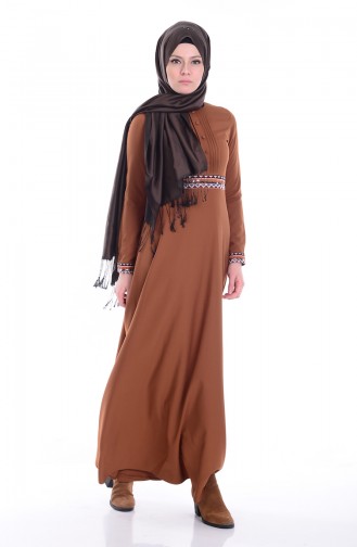 Tan Hijab Dress 1002-06