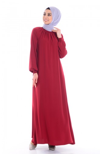 Claret Red Hijab Dress 0021-12
