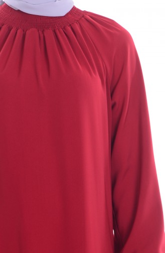 Claret Red Hijab Dress 0021-12