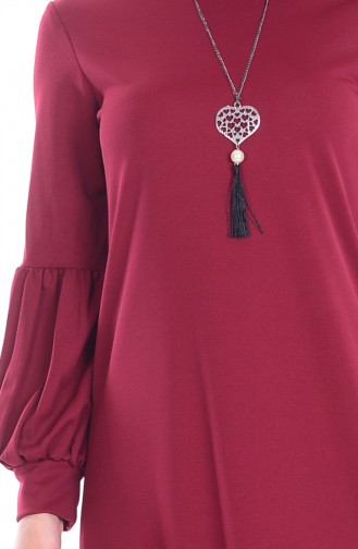 Claret Red Hijab Dress 0141-01