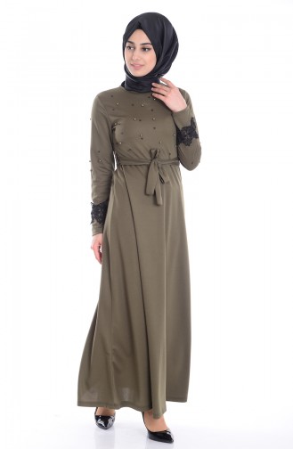Khaki Hijab Dress 3646-02