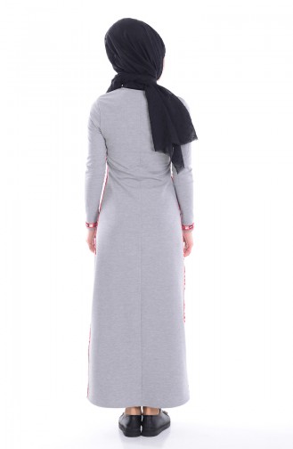 Robe avec Pierre 1487-02 Gris Rouge 1487-02