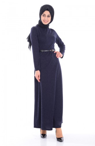 Navy Blue Hijab Dress 5113-04