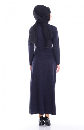 Navy Blue Hijab Dress 5113-04