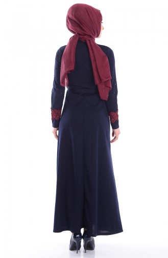 Navy Blue Hijab Dress 3646-01