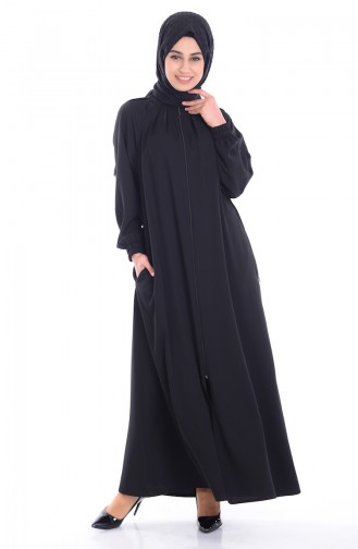 Abaya mit Reißverschluss 3019-01 Schwarz 3019-01