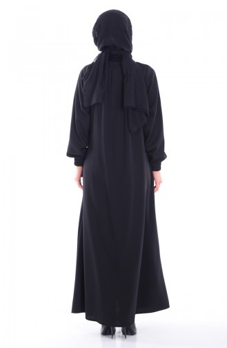 Abaya a Fermeture 3019-01 Noir 3019-01