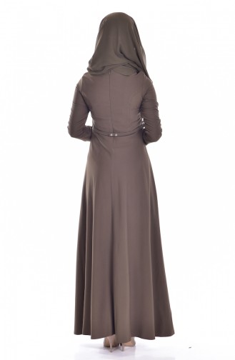 Khaki Hijab Dress 1003-05