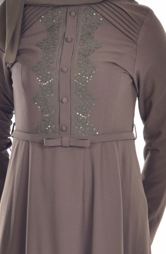 Khaki Hijab Dress 1003-05