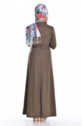 Khaki Hijab Dress 3648-02