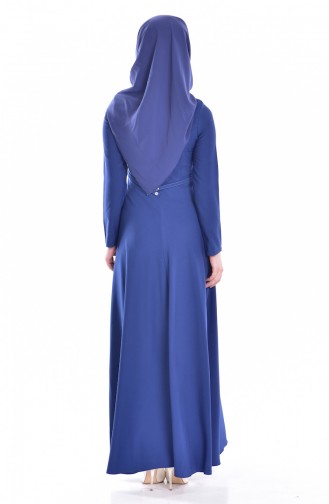 Hijab Kleid mit Gürtel 1003-02 İndigo 1003-02