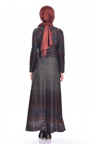Brown Hijab Dress 4092-05