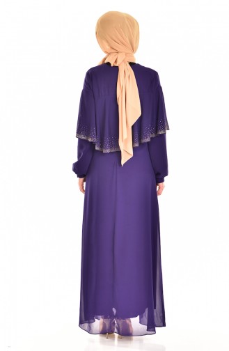 Dark Purple Hijab Evening Dress 99016-10