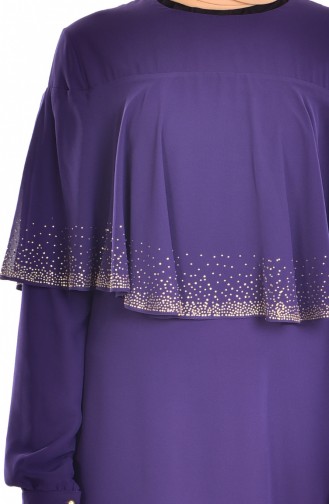 Dark Purple Hijab Evening Dress 99016-10