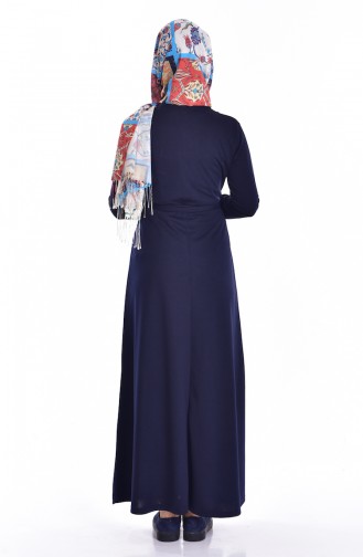 Dunkelblau Hijab Kleider 3648-05