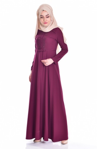 Hijab Kleid mit Gürtel  1003-01 Zwetschge 1003-01