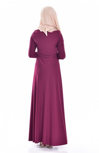 Hijab Kleid mit Gürtel  1003-01 Zwetschge 1003-01