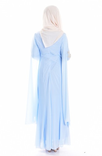 Baby Blue Hijab Evening Dress 2845-09