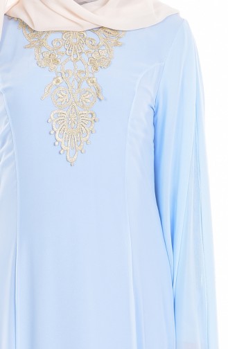 Baby Blue Hijab Evening Dress 2845-09