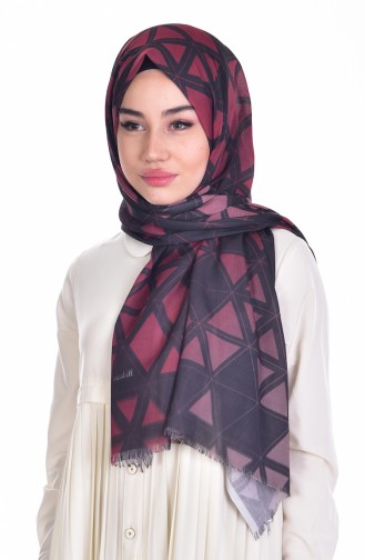 Minahill Dijital Baskılı Şal 11022-03 Bordo