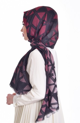 Minahill Dijital Baskılı Şal 11022-03 Bordo