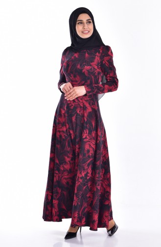 Red Hijab Dress 7163A-02