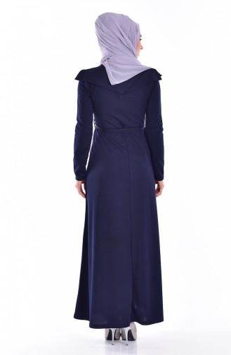 Navy Blue Hijab Dress 3654-03
