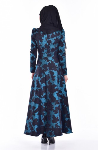 Petrol Hijab Dress 7163A-01