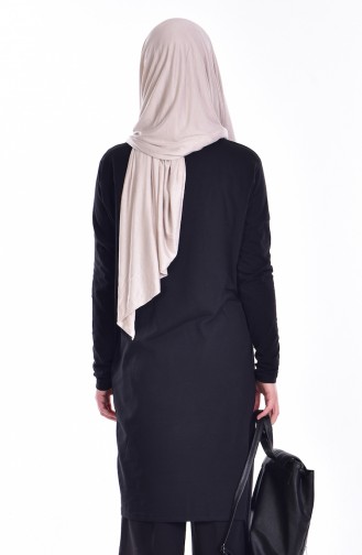 Sefamerve Oversize Hijab Tunika  0413-03 Schwarz 0413-03