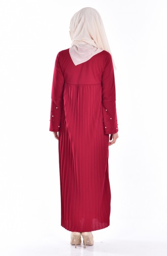 Claret Red Hijab Dress 3657-01