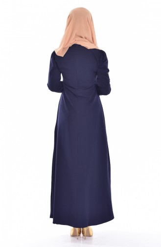 Navy Blue Hijab Dress 4082-03
