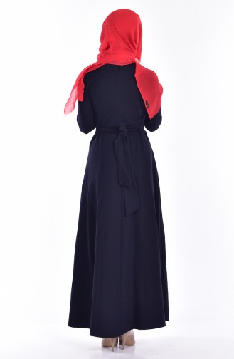 Navy Blue Hijab Dress 1327-02