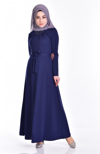 Navy Blue Hijab Dress 4422-05