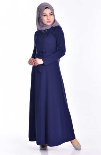 Navy Blue Hijab Dress 4422-05