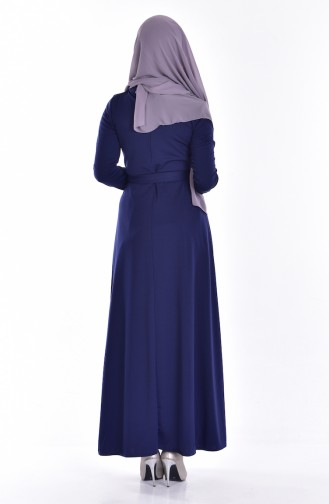 Navy Blue Hijab Dress 4422-05