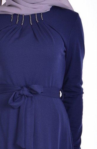 Navy Blue Hijab Dress 4422-05