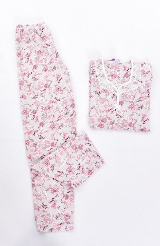 Ensemble Pıjama a Motif 1006-01 Beige Rose Pâle 1006-01