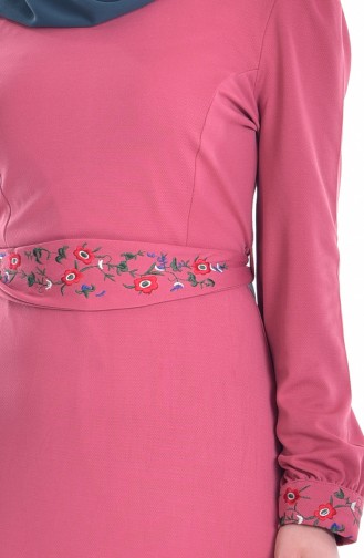 Bislife Embroidered Detailed Dress 7637-04 Dried Rose 7637-04