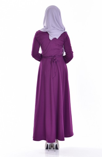 İncili Kuşaklı Elbise 1855-01 Mürdüm