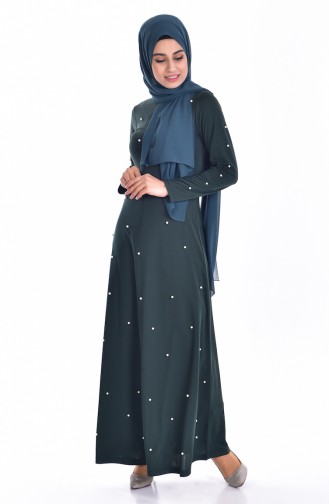 Emerald Green Hijab Dress 7634-06