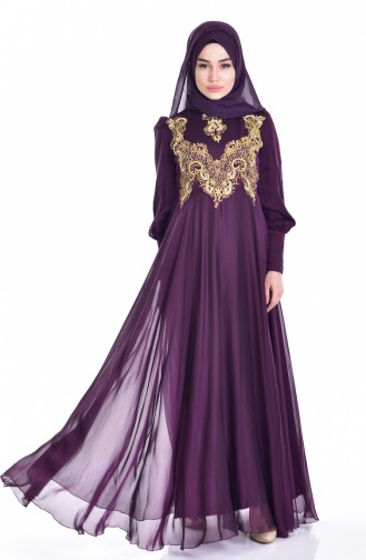 Purple Hijab Evening Dress 1001-02