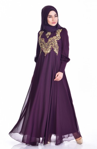 Purple Hijab Evening Dress 1001-02