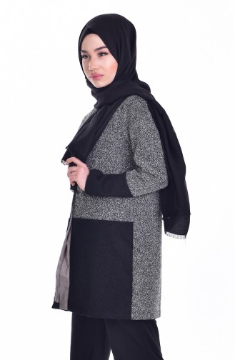 Veste Détail Fourrure 1480-01 Noir Blanc 1480-01