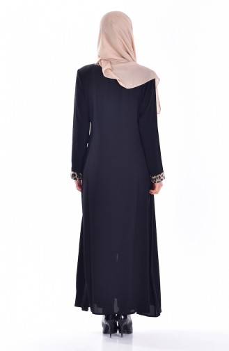 Abaya a Fermeture 7338-01 Noir 7338-01