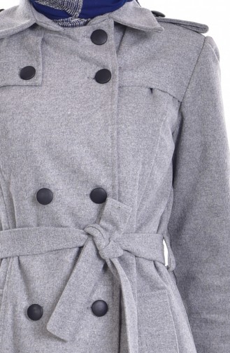 Buttoned Coat with Belt 90268-07 Gray 90268-07